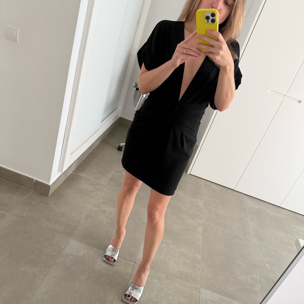 IRO PARIS “Gastona” Black Low-Cut Mini Dress Size 34 XS 0 2 - Picture 2 of 12